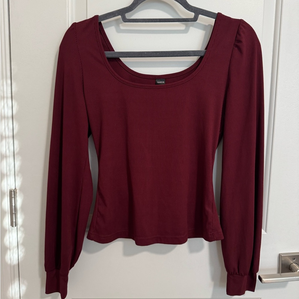 Women's Burgundy Long Sleeve Top